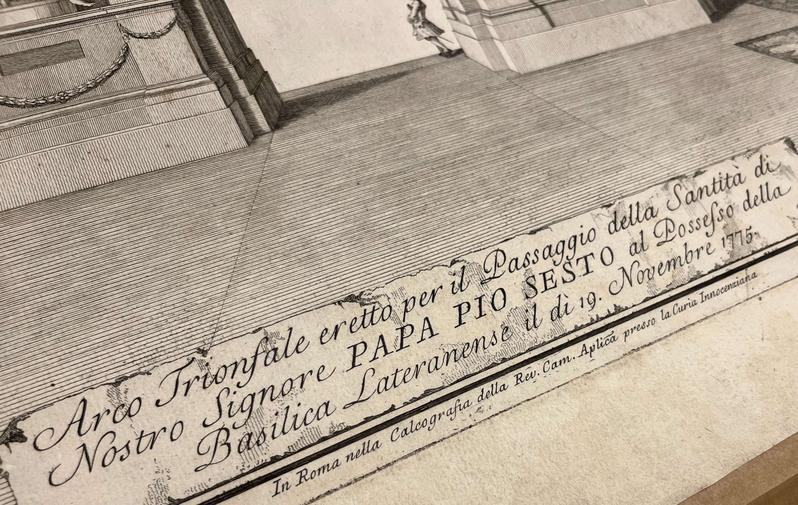 Rare 1775 print ; Festival Triumphal arch built for passage / procession of new POPE PIUS SESTO VI in ROME - Image 4