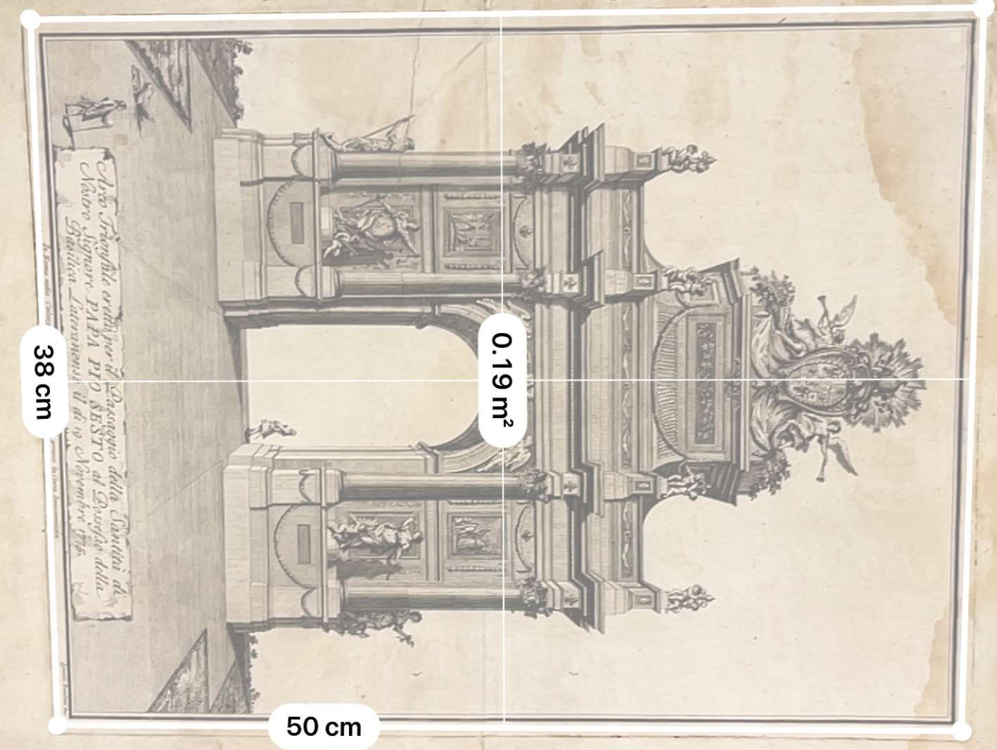 Rare 1775 print ; Festival Triumphal arch built for passage / procession of new POPE PIUS SESTO VI in ROME - Image 7