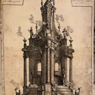 Print 1724 - 1730 . Ornate incense / fireworks macchina machina probably for temporary celebration or possibly Chinea festival