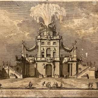1755 print [ as in NATIONAL GALLERY WASHINGTON ]  life-sized model of Regio Casino in Campagna for Chinea festa of white horse in Rome